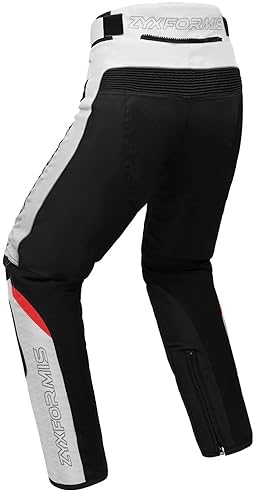 ZYXFORMIS MEN S WATERPROOF WINDPROOF MOTORCYCLE PANTS WITH REMOVABLE ARMOR ALL SEASON GRAY RIDING GEAR