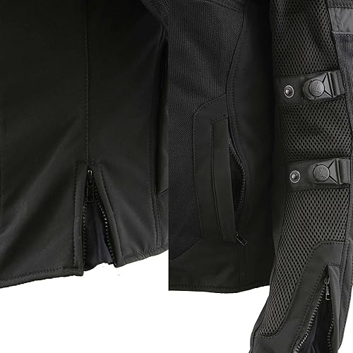 MILWAUKEE LEATHER MPL2775 WOMENS BLACK ARMORED TEXTILE MOTORCYCLE JACKET WITH REMOVABLE LINER