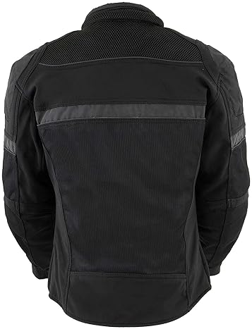 MILWAUKEE LEATHER MPL2775 WOMENS BLACK ARMORED TEXTILE MOTORCYCLE JACKET WITH REMOVABLE LINER