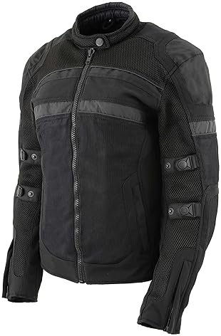 MILWAUKEE LEATHER MPL2775 WOMENS BLACK ARMORED TEXTILE MOTORCYCLE JACKET WITH REMOVABLE LINER