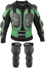 WEWAYSTEP KIDS MOTORCYCLE JACKET WITH MOTOCROSS SPINE CHEST PROTECTOR ARMOR, KNEE SHIN GUARDS GEAR