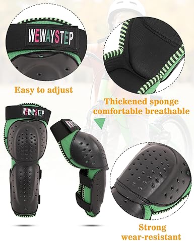 WEWAYSTEP KIDS MOTORCYCLE JACKET WITH MOTOCROSS SPINE CHEST PROTECTOR ARMOR, KNEE SHIN GUARDS GEAR