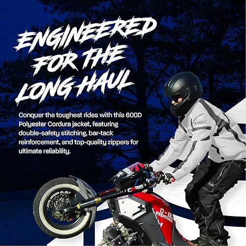HWK MENS HI-VIS MOTORCYCLE JACKET CE ARMORED, WATER-RESISTANT TEXTILE RACING RIDING GEAR