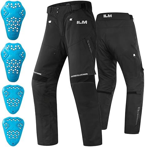 ILM MENS CE ARMORED MOTORCYCLE RIDING PANTS MOTOCROSS TOURING ALL-SEASON P04 M, 30L
