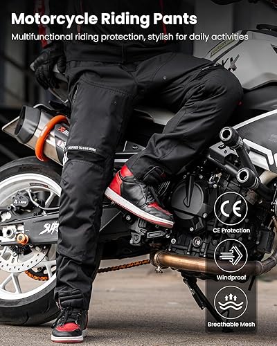 ILM MENS CE ARMORED MOTORCYCLE RIDING PANTS MOTOCROSS TOURING ALL-SEASON P04 M, 30L