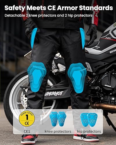 ILM MENS CE ARMORED MOTORCYCLE RIDING PANTS MOTOCROSS TOURING ALL-SEASON P04 M, 30L