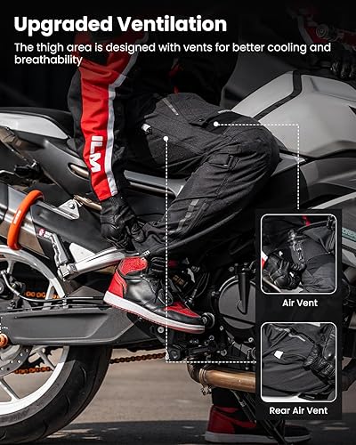 ILM MENS CE ARMORED MOTORCYCLE RIDING PANTS MOTOCROSS TOURING ALL-SEASON P04 M, 30L
