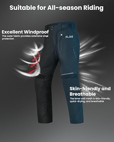 ILM MENS CE ARMORED MOTORCYCLE RIDING PANTS MOTOCROSS TOURING ALL-SEASON P04 M, 30L