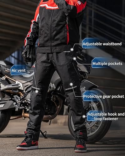 ILM MENS CE ARMORED MOTORCYCLE RIDING PANTS MOTOCROSS TOURING ALL-SEASON P04 M, 30L