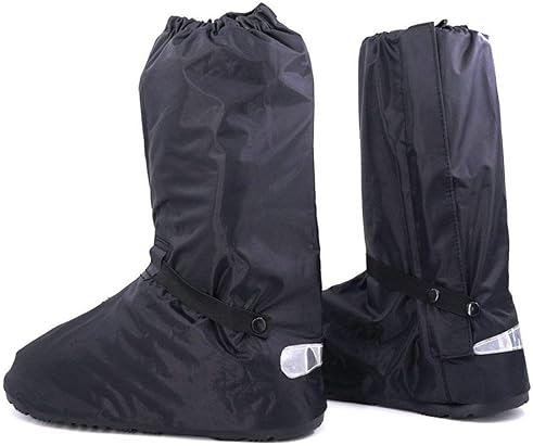 HILITCHI BLACK WATERPROOF RAIN SUIT FOR MEN MOTORCYCLE RAINGEAR WITH BOOT COVERS, US 10-11