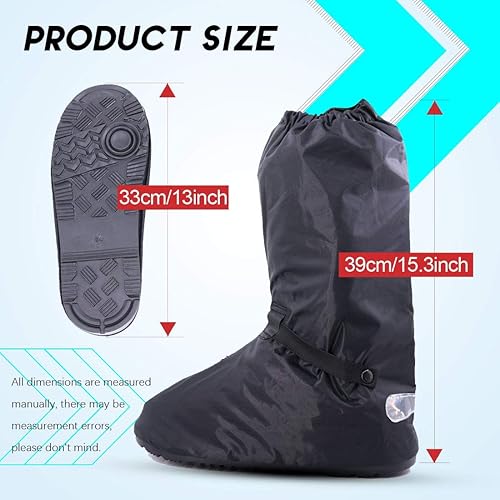 HILITCHI BLACK WATERPROOF RAIN SUIT FOR MEN MOTORCYCLE RAINGEAR WITH BOOT COVERS, US 10-11