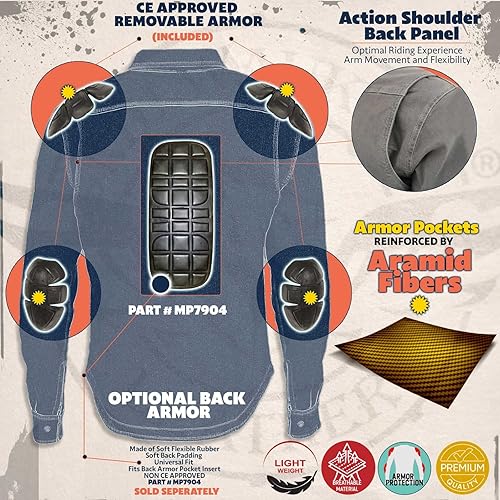 MILWAUKEE LEATHER MENS HOODED FLANNEL MOTORCYCLE SHIRT WITH CE ARMOR ARAMID REINFORCEMENT XL