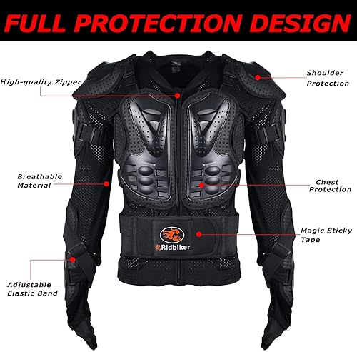 RIDBIKER MENS MOTORCYCLE JACKET WITH FULL BODY ARMOR CHEST PROTECTION FOR MOTOCROSS DIRT BIKE