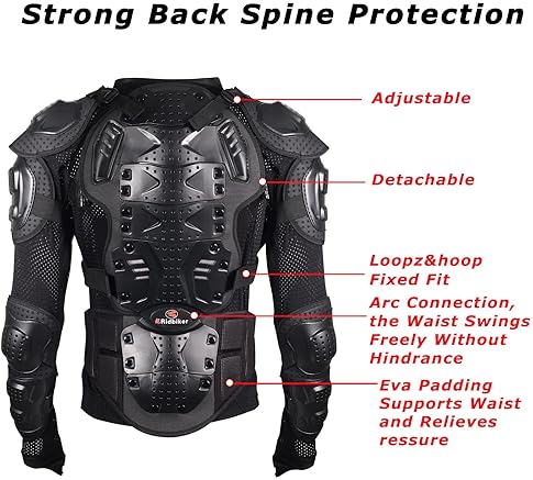 RIDBIKER MENS MOTORCYCLE JACKET WITH FULL BODY ARMOR CHEST PROTECTION FOR MOTOCROSS DIRT BIKE