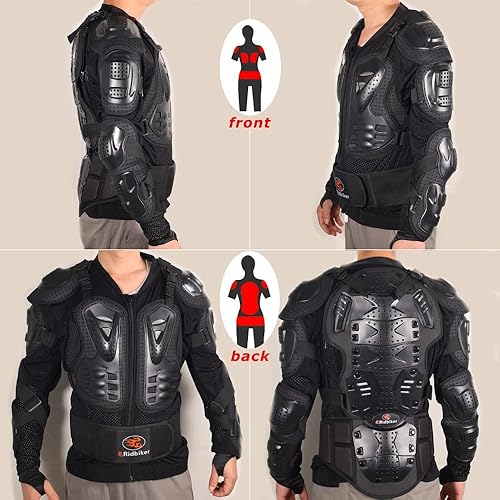 RIDBIKER MENS MOTORCYCLE JACKET WITH FULL BODY ARMOR CHEST PROTECTION FOR MOTOCROSS DIRT BIKE