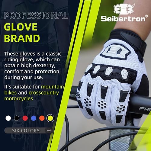 SEIBERTRON FULL FINGER OFF-ROAD BMX MTB MOTORCYCLE RACING GLOVES WITH TOUCHSCREEN FOR MEN WOMEN