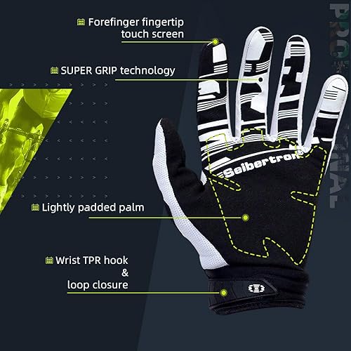 SEIBERTRON FULL FINGER OFF-ROAD BMX MTB MOTORCYCLE RACING GLOVES WITH TOUCHSCREEN FOR MEN WOMEN