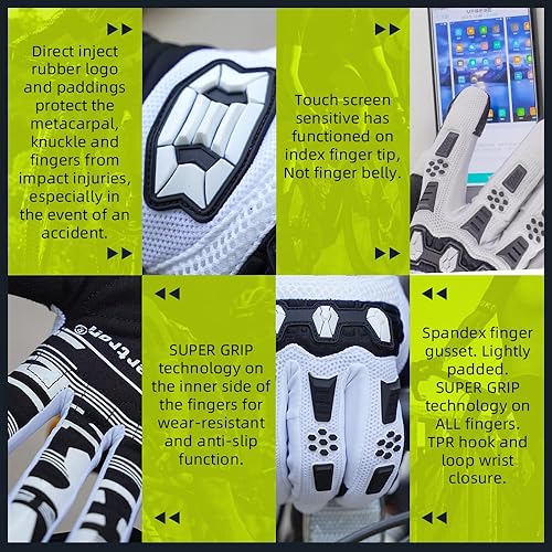 SEIBERTRON FULL FINGER OFF-ROAD BMX MTB MOTORCYCLE RACING GLOVES WITH TOUCHSCREEN FOR MEN WOMEN