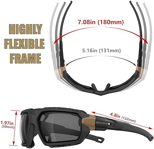 HTS HUNTERSKY BALLISTIC TACTICAL ANTI-FOG SHOOTING GLASSES MILITARY GRADE IMPACT PROTECTION FOR AIRSOFT RANGE