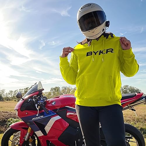 BYKR UNISEX MOTORCYCLE HOODIE BREATHABLE CE ARMORED BIKER JACKET SWEATSHIRT FOR ALL WEATHER