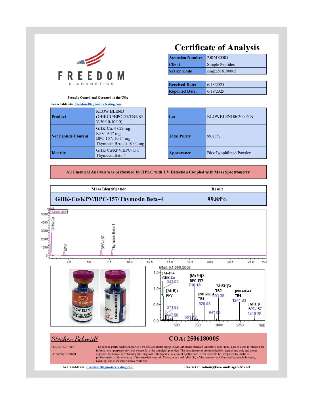 SIMPLE PEPTIDE GHK-CU/BPC-157/TB-500/KPV KLOW BLEND