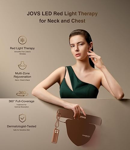 JOVS LED NECK CHEST MASK WITH 66 RED LIGHT BEAMS 630NM FOR SKIN CARE AT HOME TRAVEL