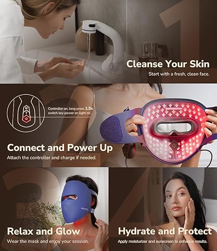 JOVS RED LIGHT THERAPY DEVICE FOR FACE PORTABLE LED SKIN CARE WITH 4 MODES, DARK BLUE