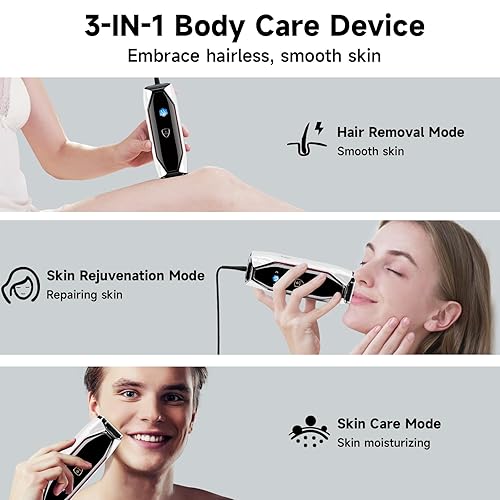 JOVS 3-IN-1 LASER HAIR REMOVAL DEVICE WITH SAPPHIRE COOLING, 8 MODES, TOUCHSCREEN FOR MEN WOMEN