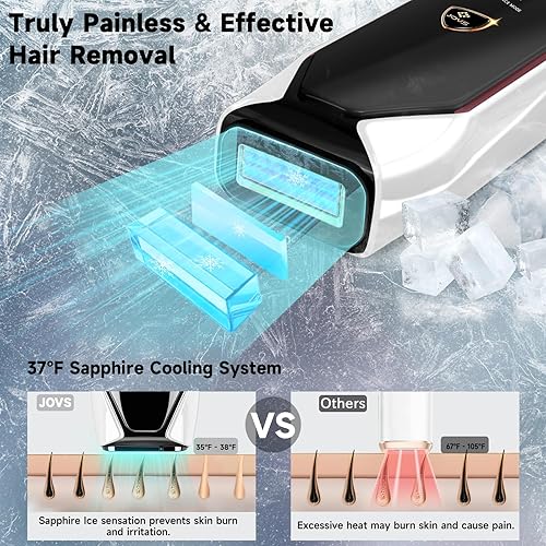 JOVS 3-IN-1 LASER HAIR REMOVAL DEVICE WITH SAPPHIRE COOLING, 8 MODES, TOUCHSCREEN UNISEX