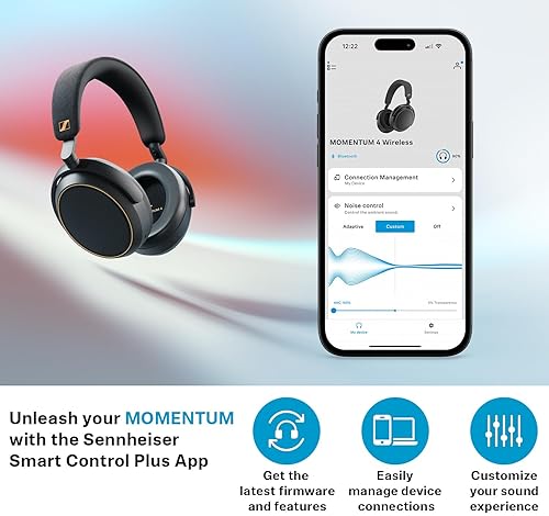 SENNHEISER MOMENTUM 4 BLUETOOTH HEADPHONES NOISE CANCELLING, 60H BATTERY, LIGHTWEIGHT, GRAPHITE