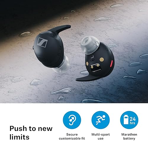 SENNHEISER MOMENTUM SPORT EARBUDS - ADAPTIVE ANC, SECURE FIT, 24H BATTERY, FITNESS TRACKER, BLACK