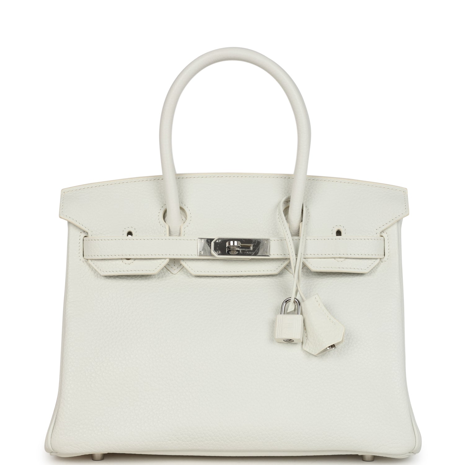 HERMES PRE-OWNED HERMèS BIRKIN 30 WHITE CLEMENCE PALLADIUM HARDWARE
