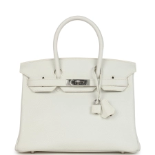 HERMES PRE-OWNED HERMèS BIRKIN 30 WHITE CLEMENCE PALLADIUM HARDWARE