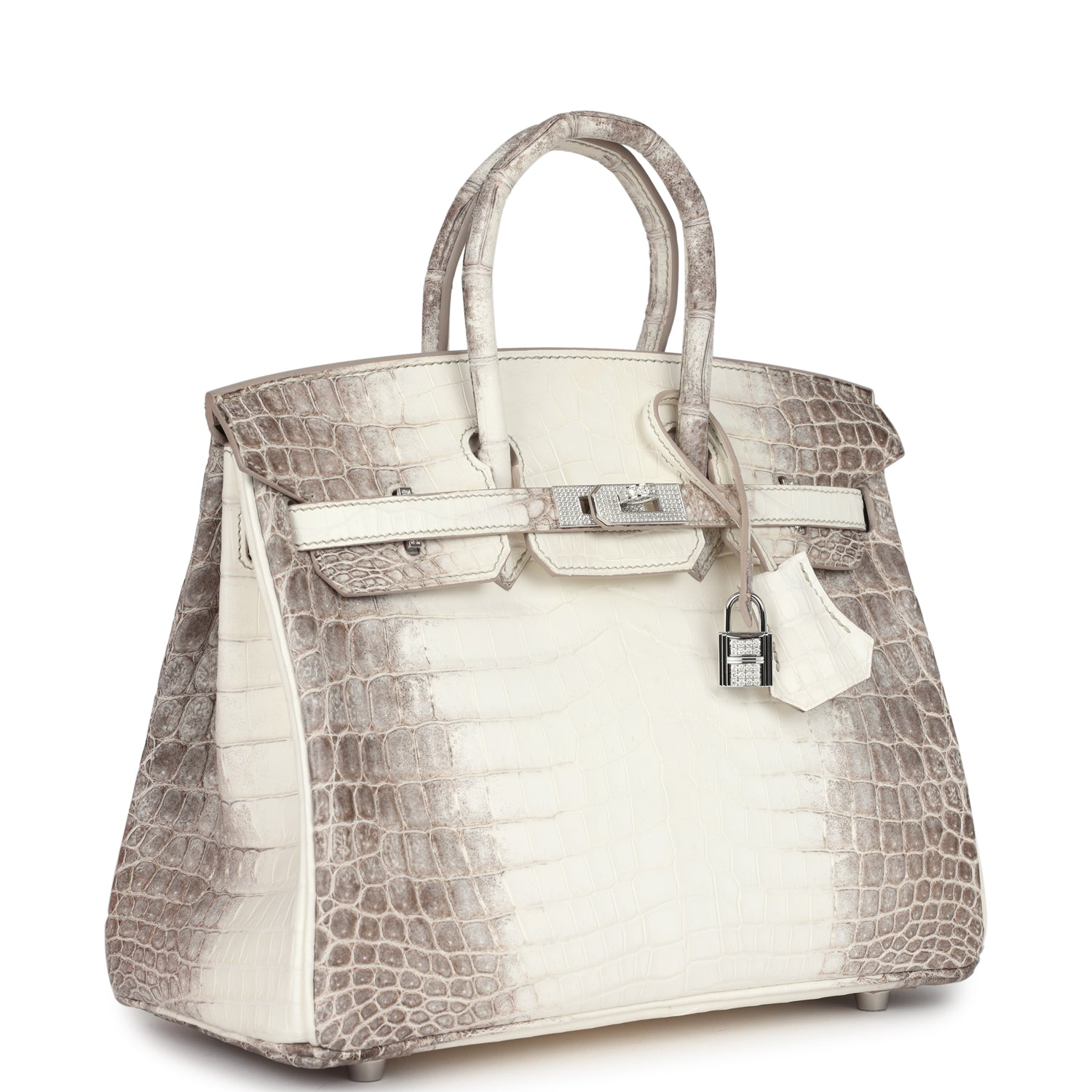 HERMèS BIRKIN 25 HIMALAYA NILOTICUS CROCODILE DIAMOND ENCRUSTED PALLADIUM HARDWARE