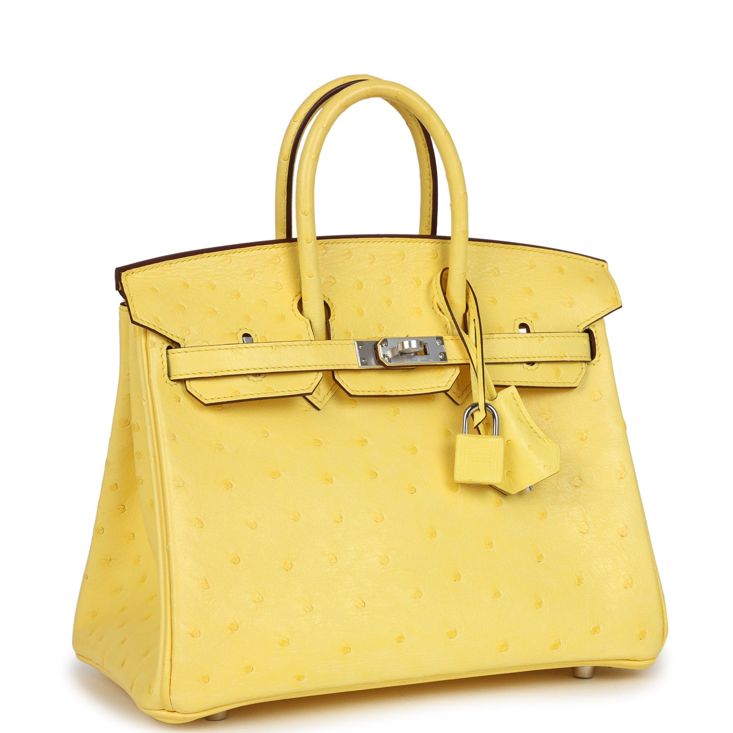 HERMèS BIRKIN 25 JAUNE CITRON OSTRICH PALLADIUM HARDWARE