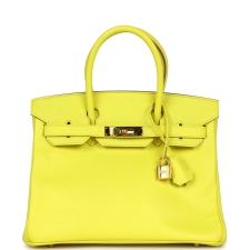 HERMES PRE-OWNED HERMèS BIRKIN 30 LIME EPSOM GOLD HARDWARE