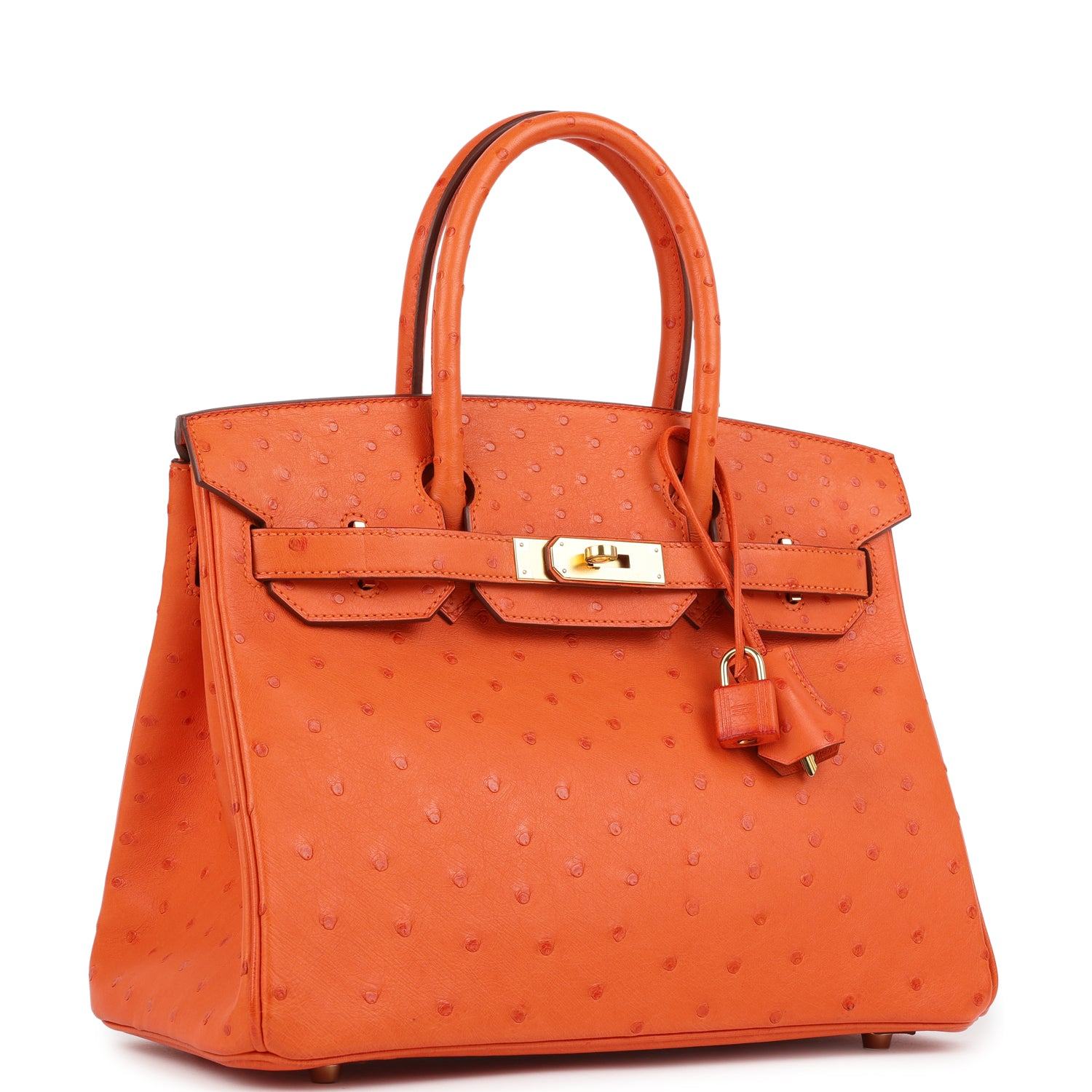 HERMèS BIRKIN 30 TANGERINE OSTRICH GOLD HARDWARE