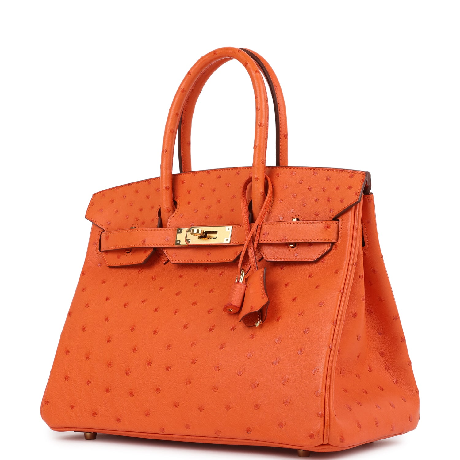 HERMèS BIRKIN 30 TANGERINE OSTRICH GOLD HARDWARE