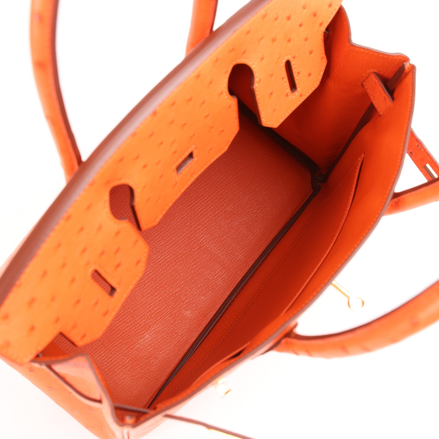 HERMèS BIRKIN 30 TANGERINE OSTRICH GOLD HARDWARE