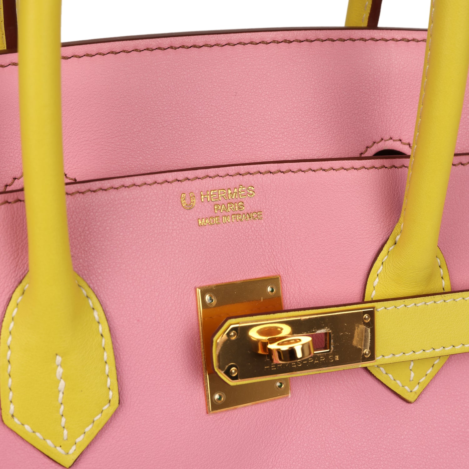 HERMèS SPECIAL ORDER (HSS) BIRKIN 35 5P BUBBLEGUM AND LIME SWIFT GOLD HARDWARE