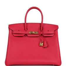 HERMèS BIRKIN 35 ROSE EXTREME EPSOM GOLD HARDWARE