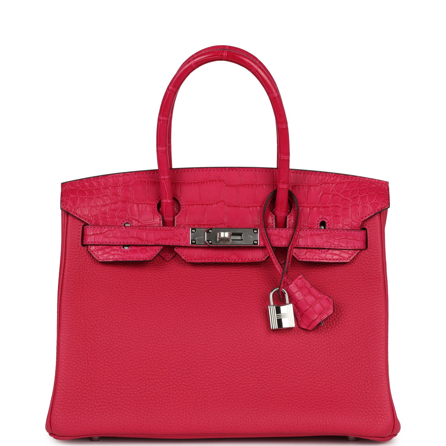 HERMèS BIRKIN 30 FRAMBOISE MATTE ALLIGATOR TOGO TOUCH PALLADIUM HARDWARE