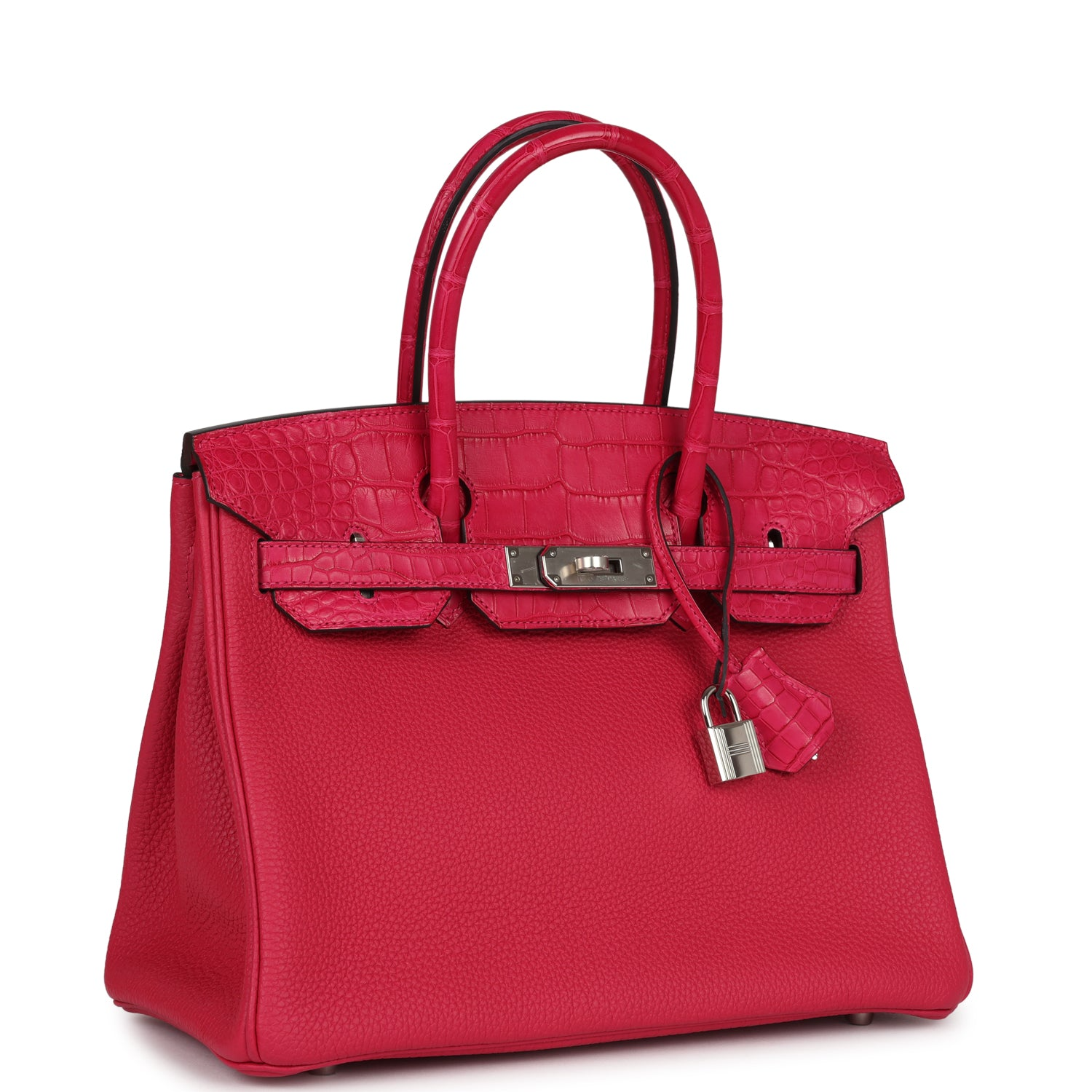 HERMèS BIRKIN 30 FRAMBOISE MATTE ALLIGATOR TOGO TOUCH PALLADIUM HARDWARE