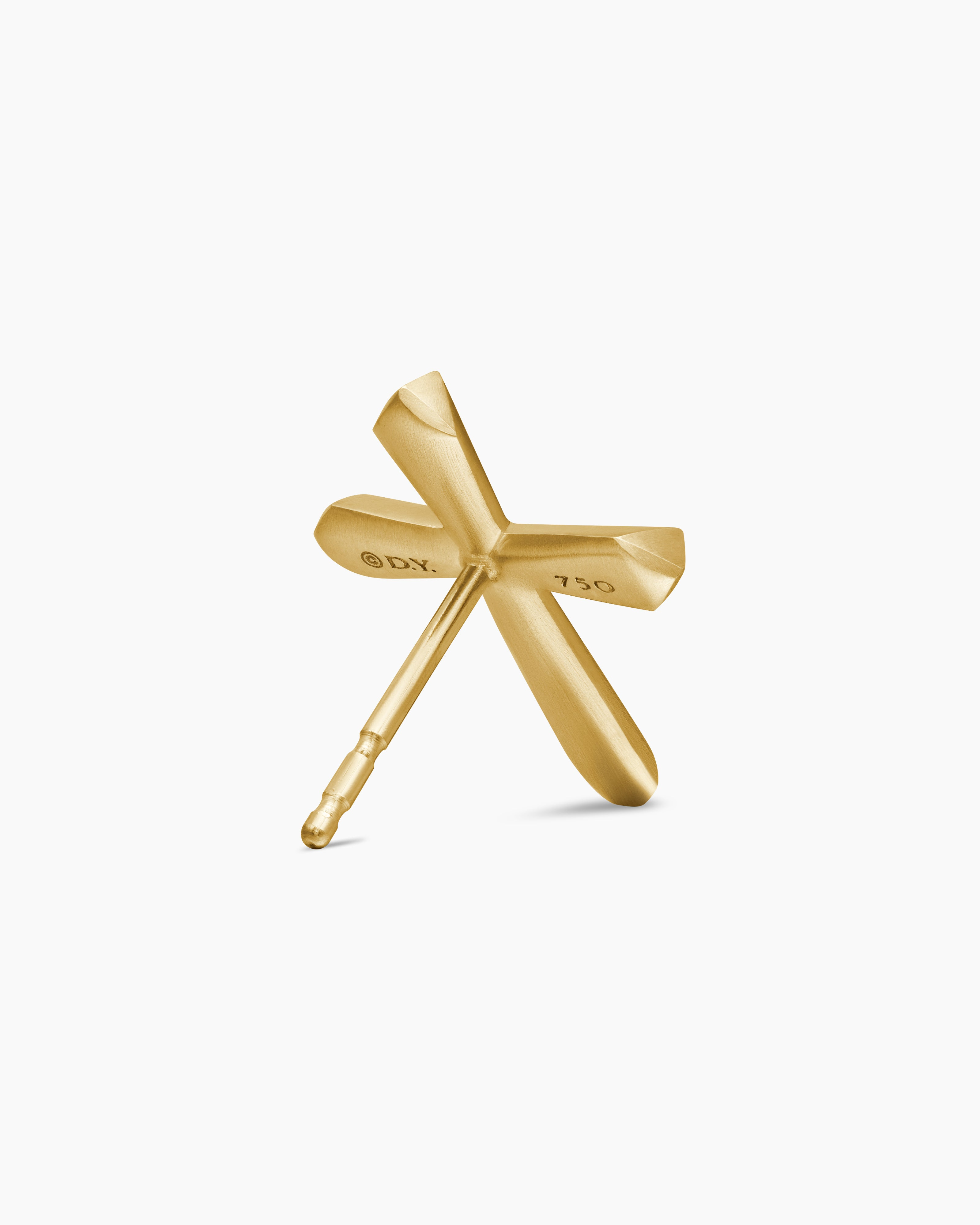 DAVID YURMAN FACETED CROSS STUD EARRING 18K YELLOW GOLD, 18.7MM