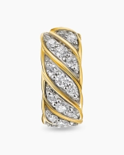 DAVID YURMAN SCULPTED CABLE HOOP EARRING 18K YELLOW GOLD WITH DIAMONDS, 12.8MM