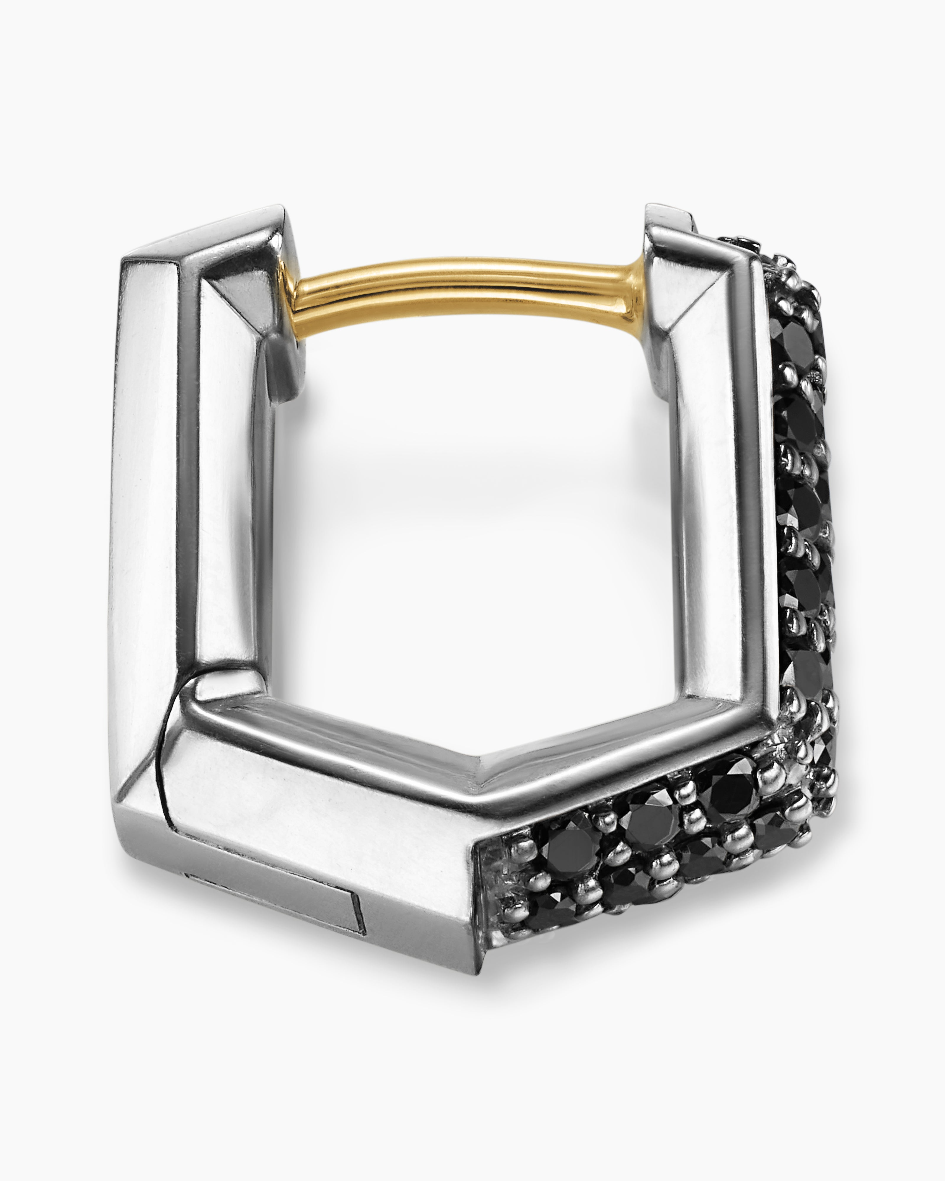 DAVID YURMAN STREAMLINE® HOOP EARRING STERLING SILVER WITH BLACK DIAMONDS, 11.7MM