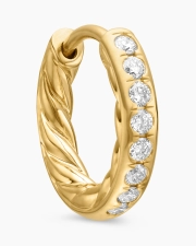 DAVID YURMAN PAVé HUGGIE HOOP EARRINGS 18K YELLOW GOLD WITH DIAMONDS, 13MM