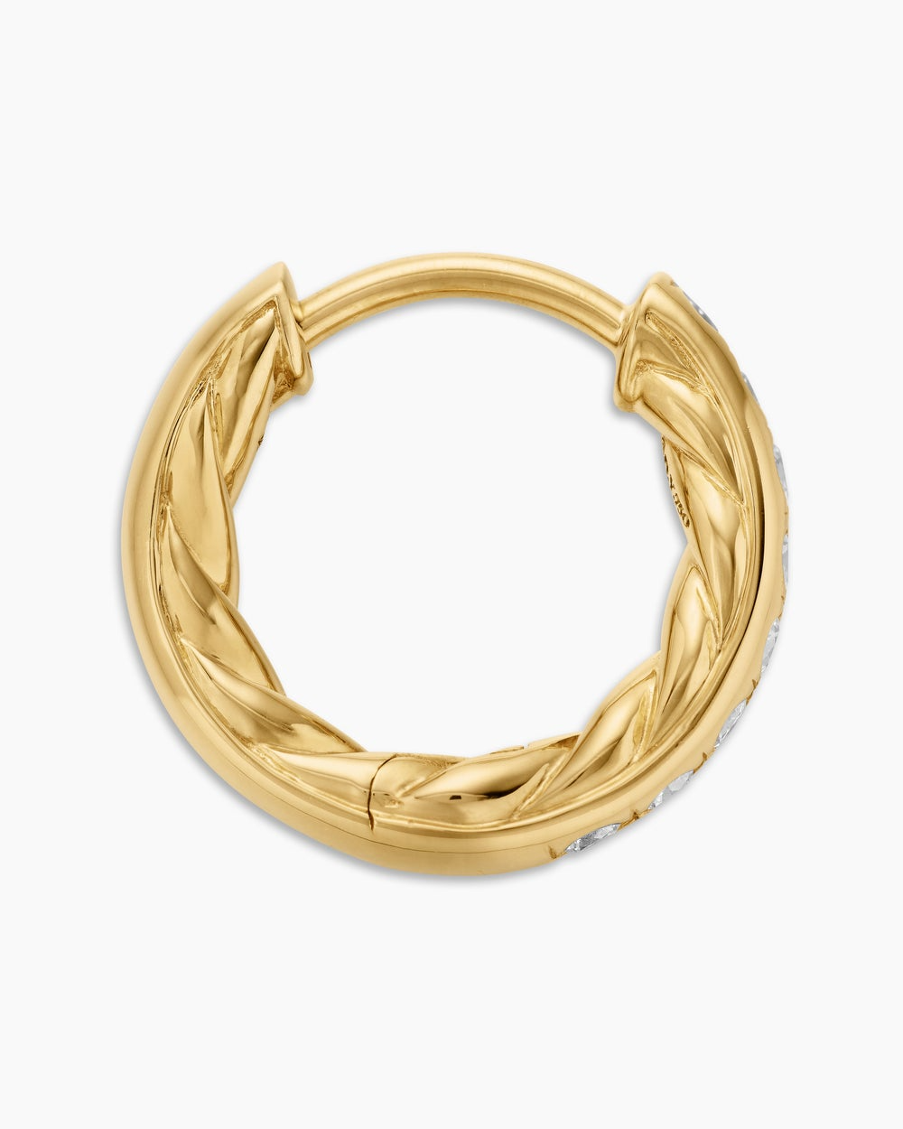 DAVID YURMAN PAVé HUGGIE HOOP EARRINGS 18K YELLOW GOLD WITH DIAMONDS, 13MM