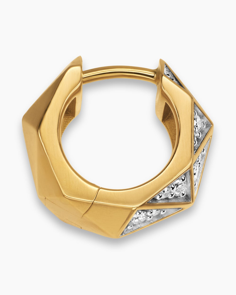 DAVID YURMAN FACETED HOOP EARRING 18K YELLOW GOLD WITH DIAMONDS, 14.5MM