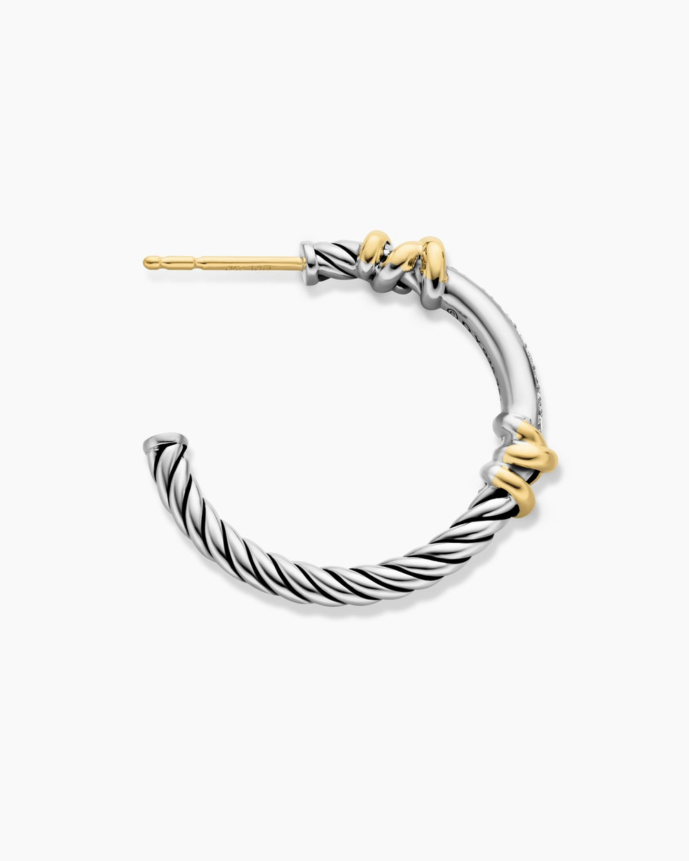 DAVID YURMAN PETITE HELENA WRAP HOOP EARRINGS STERLING SILVER WITH 18K YELLOW GOLD AND DIAMONDS, 1IN